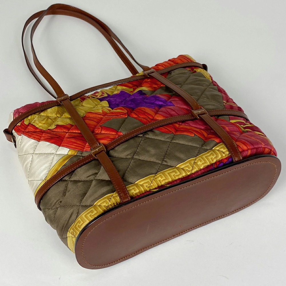 Salvatore Ferragamo shoulder quilted bag brown tote logo canvas multicolor